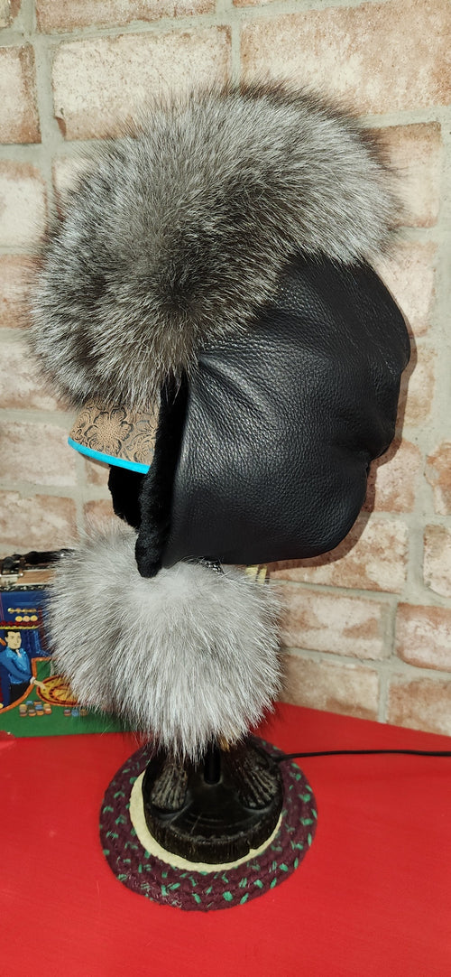 Blue Fox Alaska Trapper's Hat with sheared beaver fur